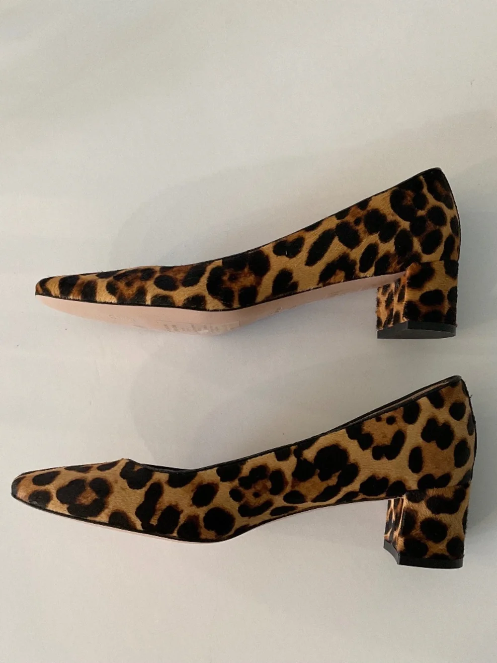 J.CREW Calf Hair Block Heel Pumps in Animal Print Black Tan Size 9.5 LIKE NEW